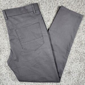 Plaid&Plain Chino Pants Mens 33x30 Skinny Fit Stretch Cotton Gray Excellent